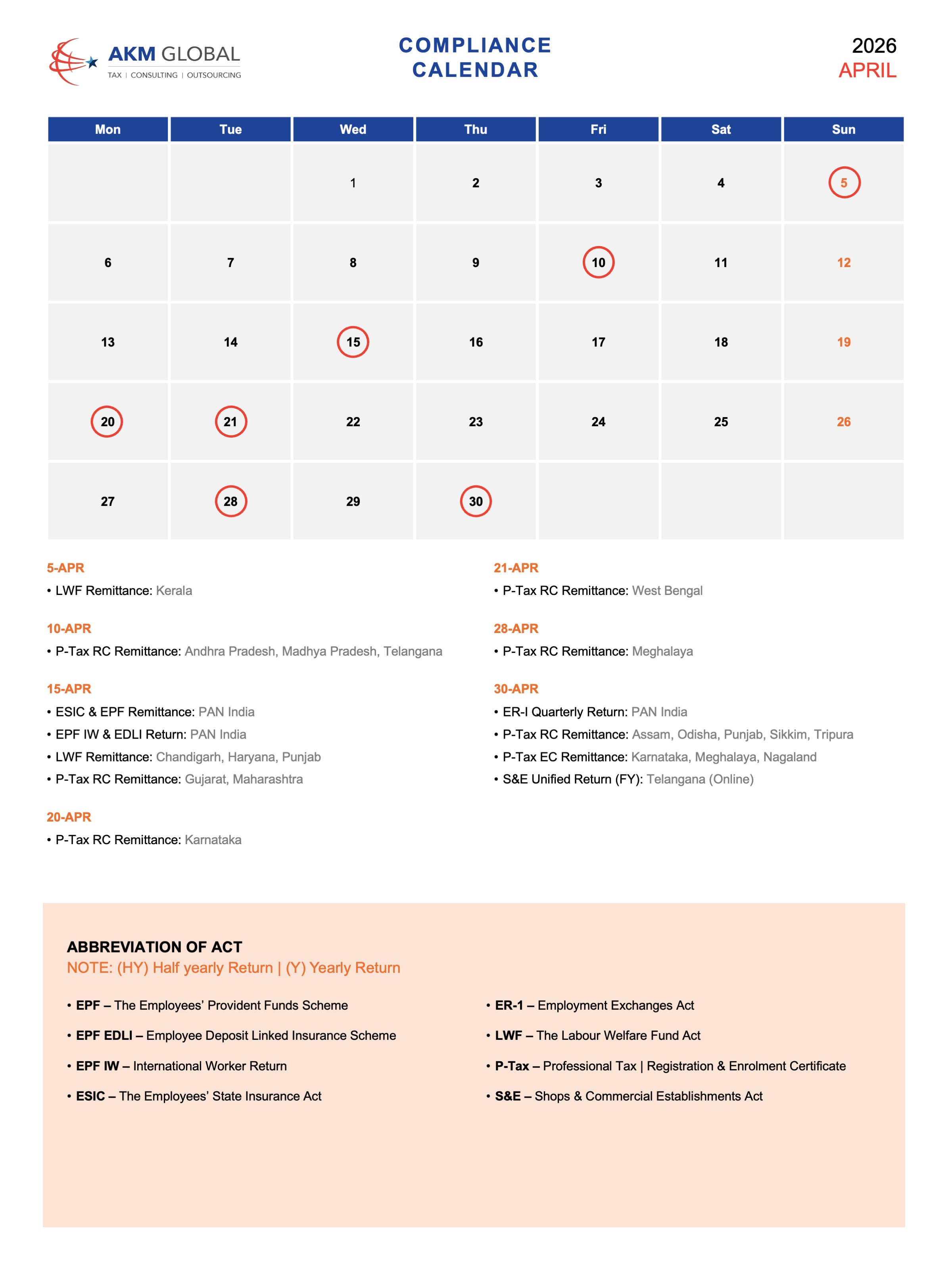 Compliance Callender April 2026